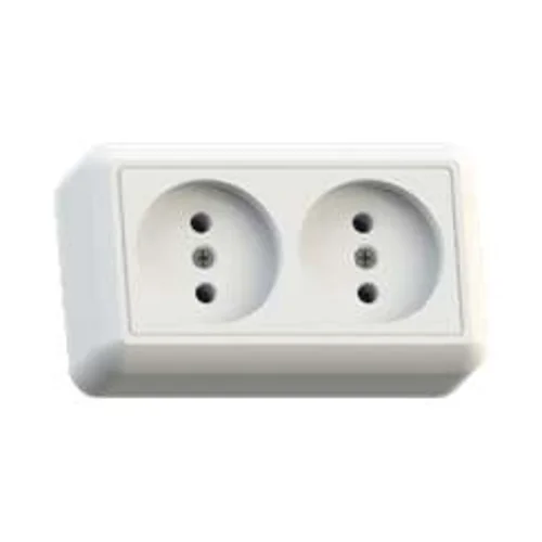 Розетка 2-м ОП Оптима РА10-373 10А IP20 без заземл. с монтаж. пластиной бел. Кунцево 8009